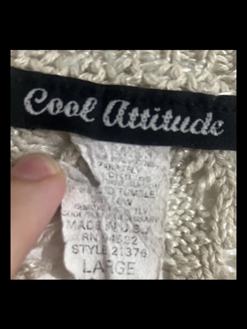 Cool Attitude Cream Knit Open Shrug Short Sleeve Sweater Cardigan Junior Large